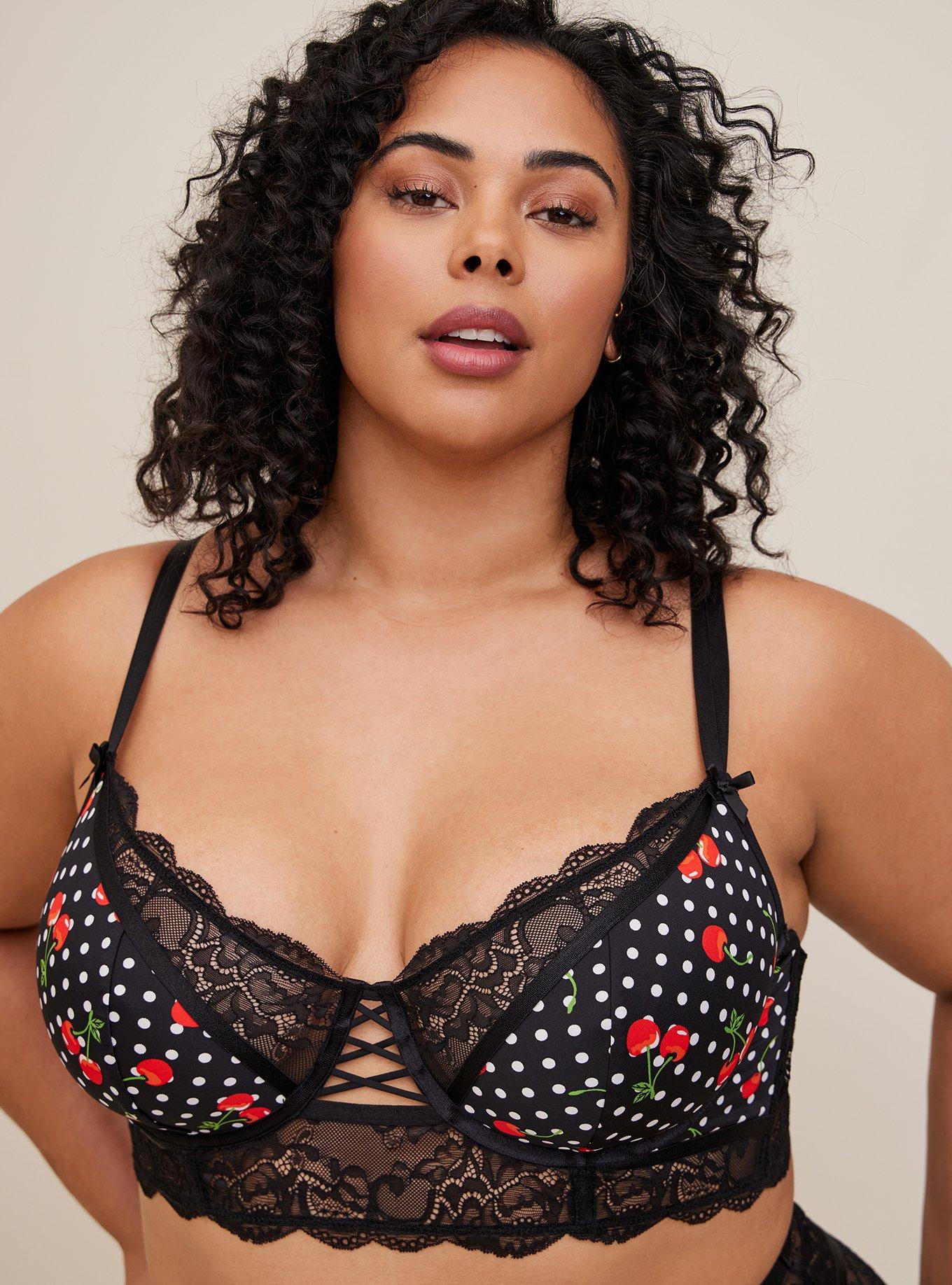 Plus Size Retro Cherries Lace Longline Bra Torrid