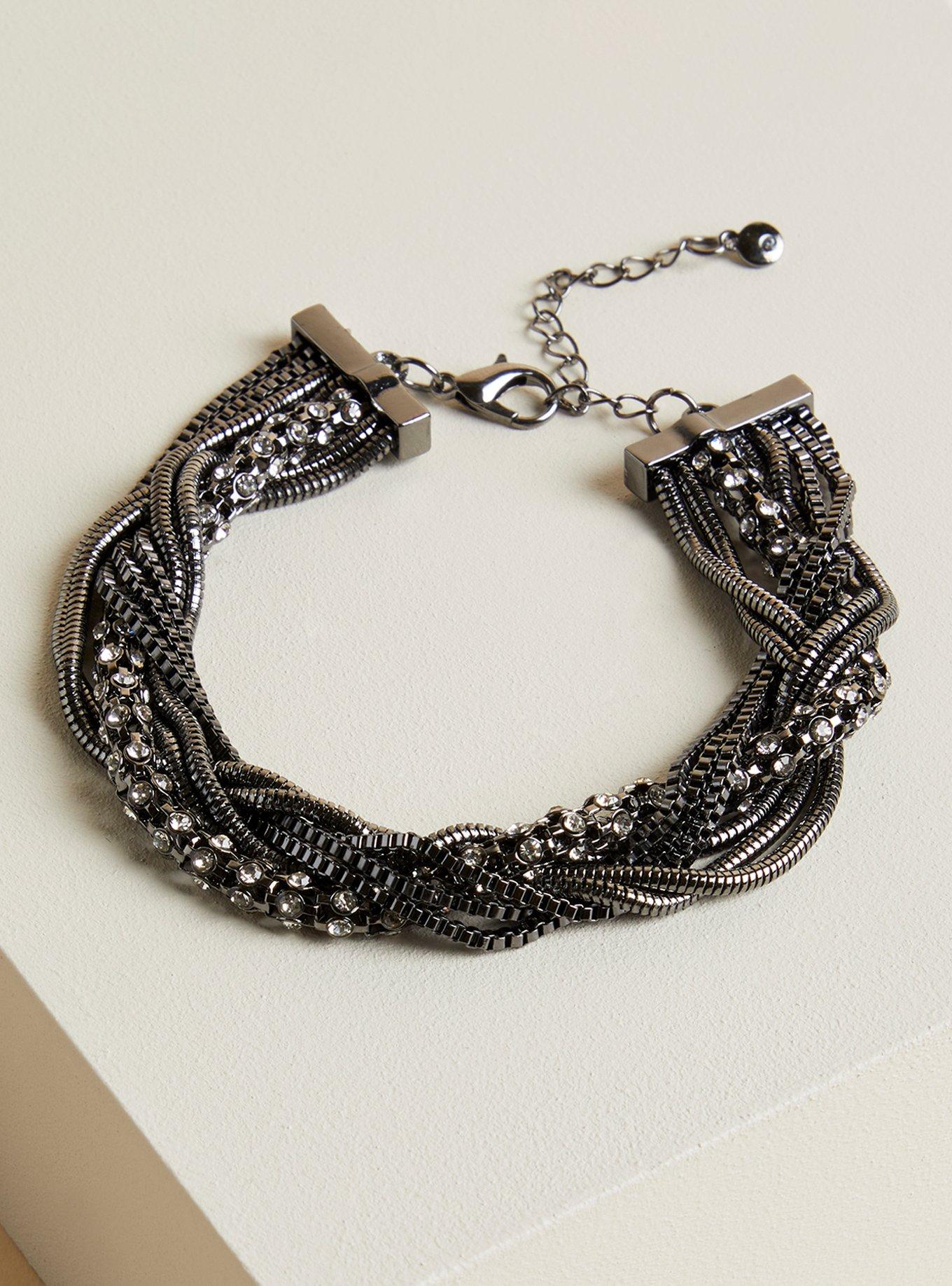 Plus Size Rhinestone and Chain Twist Clasp Bracelet Torrid