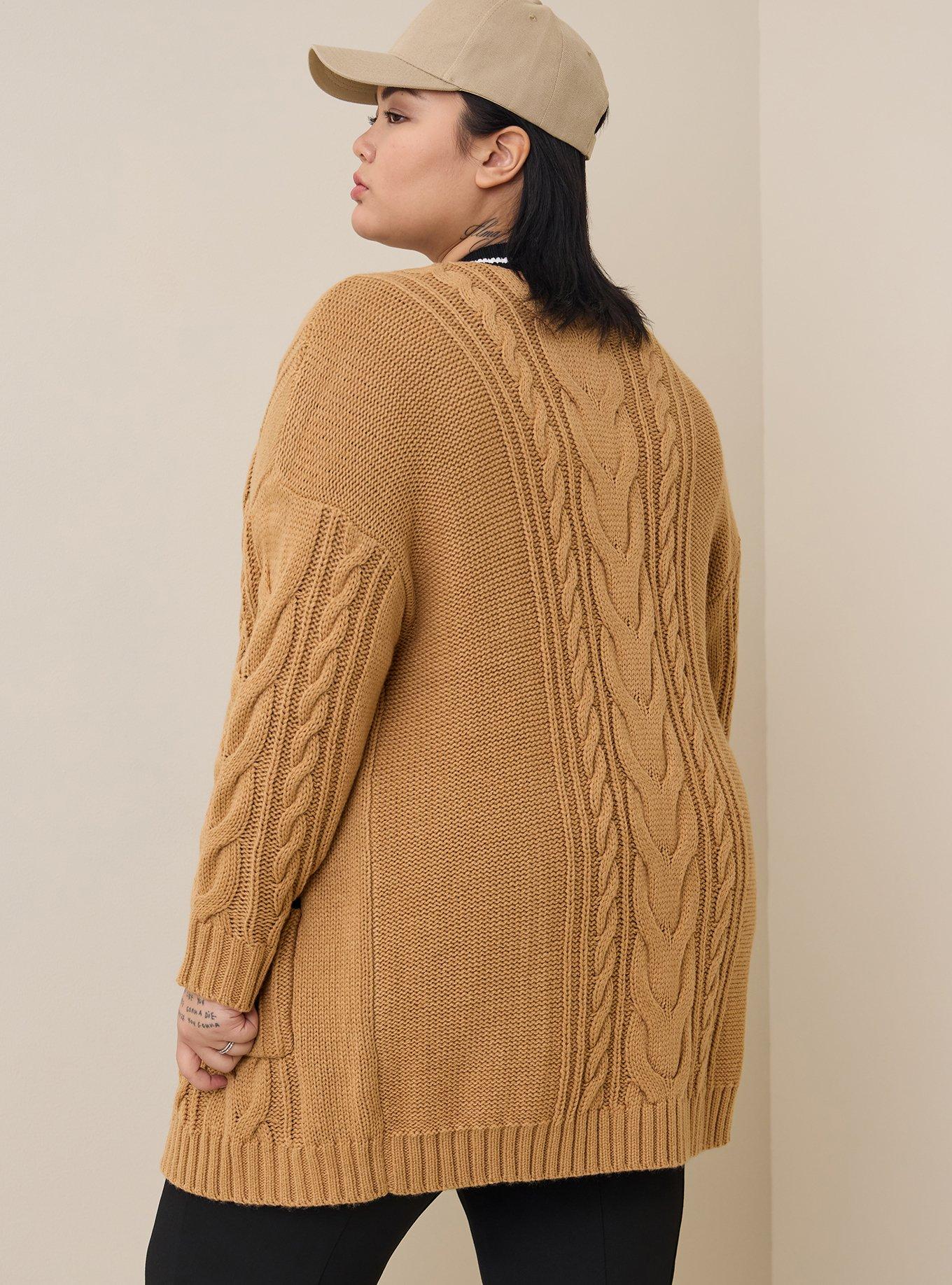 Plus Size Chunky Cable Boyfriend Cardigan VNeck Sweater Torrid