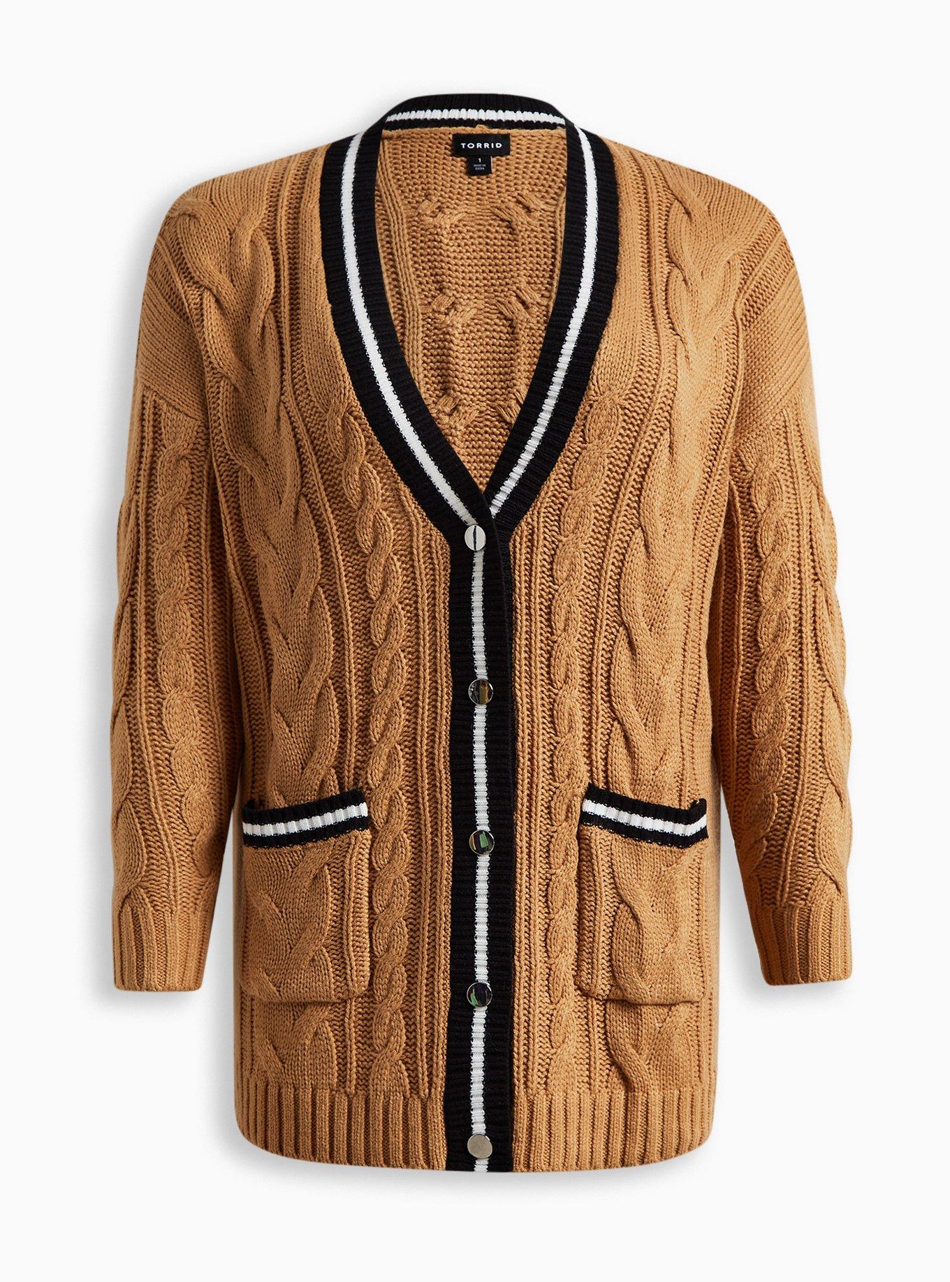 Plus Size Chunky Cable Boyfriend Cardigan VNeck Sweater Torrid