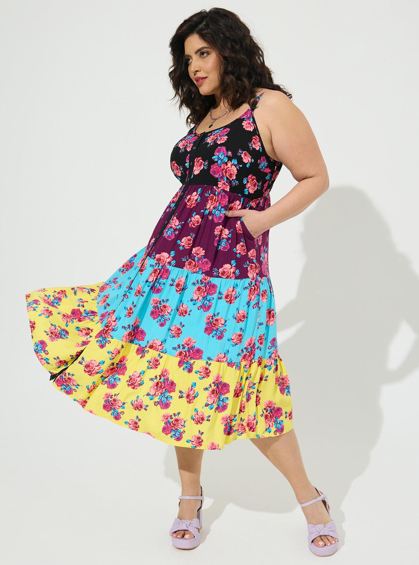 Plus Size Betsey Johnson Midi Supersoft Print Mix Dress Torrid