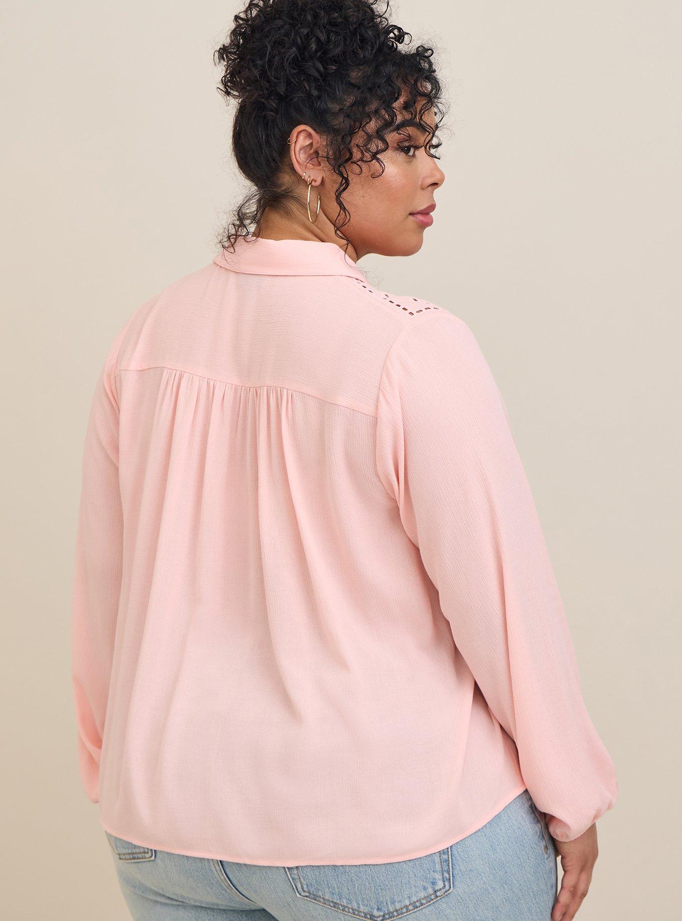 Plus Size Madison Washable Gauze Embroidered Long Sleeve Shirt Torrid