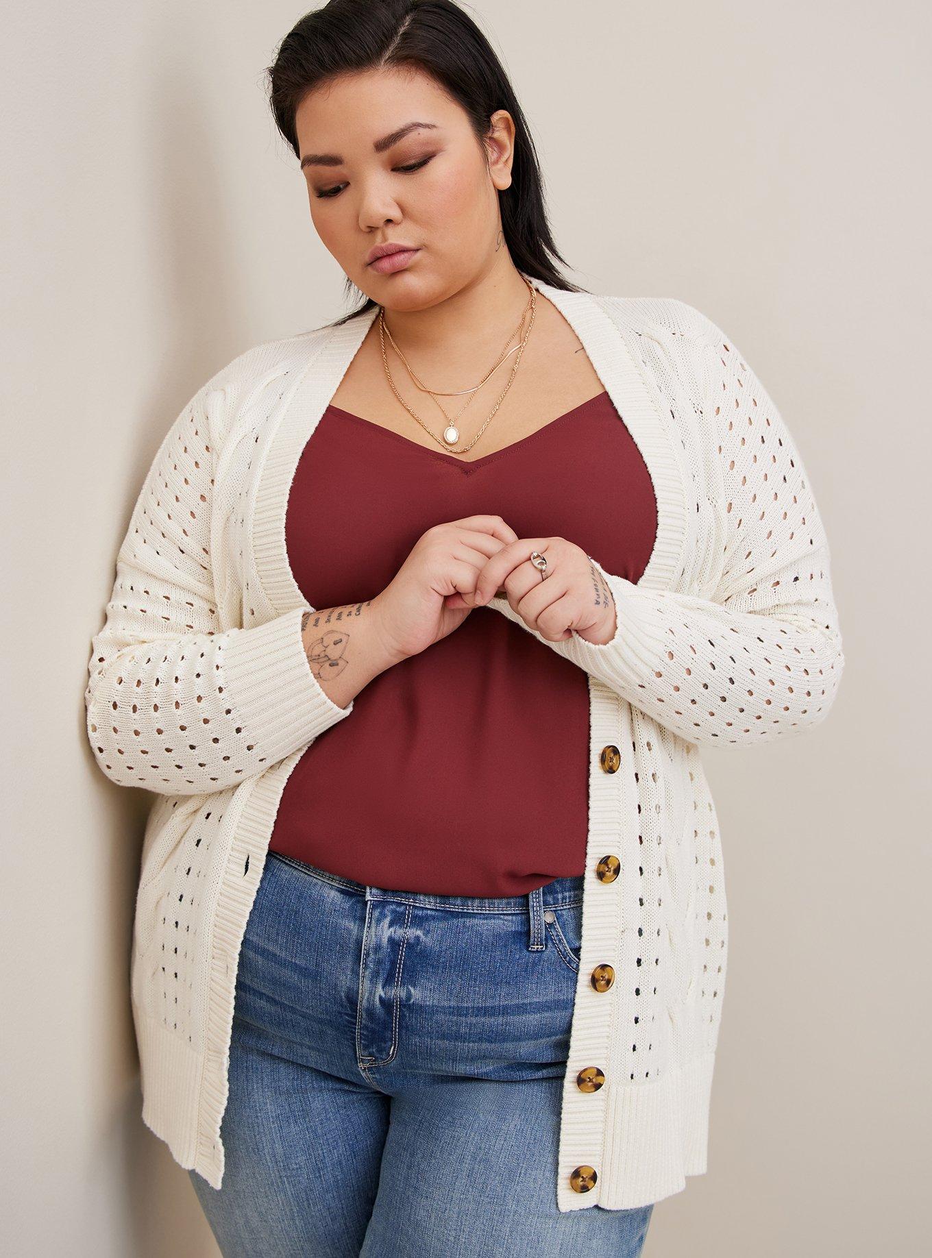 Plus Size Cable Boyfriend Cardigan Sweater Torrid