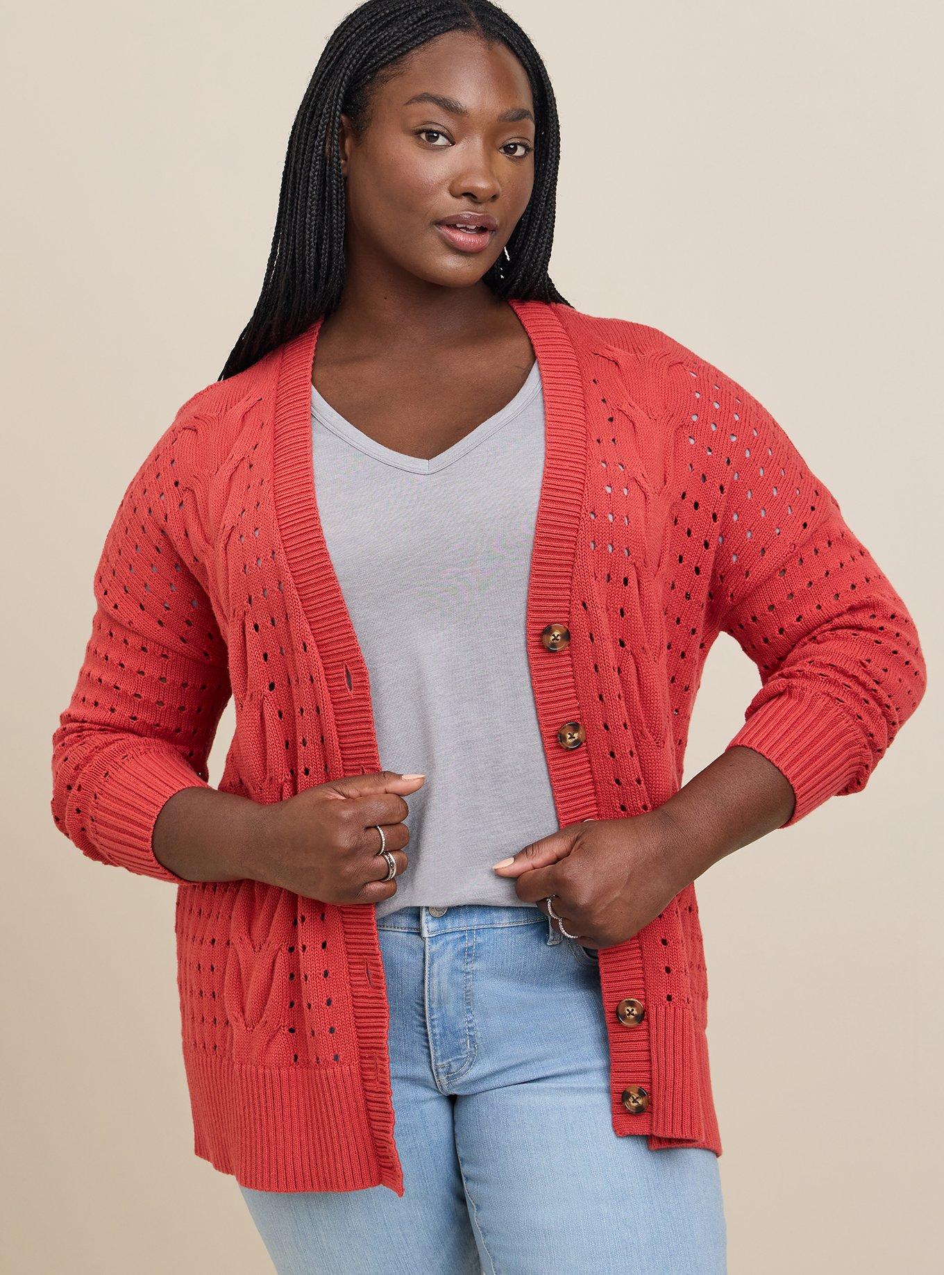 Plus Size Cable Boyfriend Cardigan Sweater Torrid
