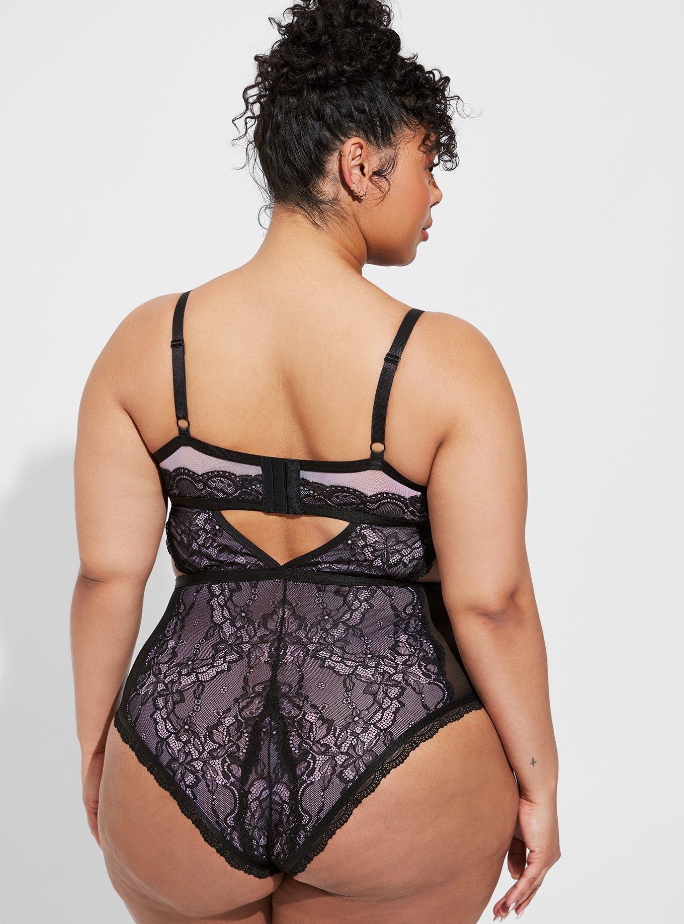Plus Size Lace And Mesh Bodysuit With Cutouts Torrid