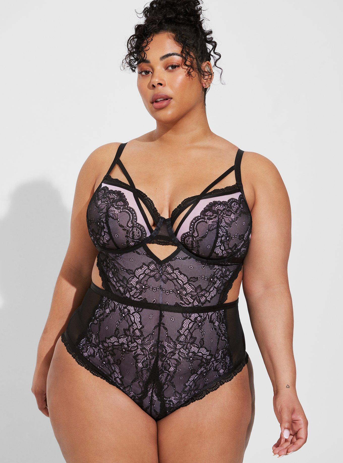 Plus Size Lace And Mesh Bodysuit With Cutouts Torrid