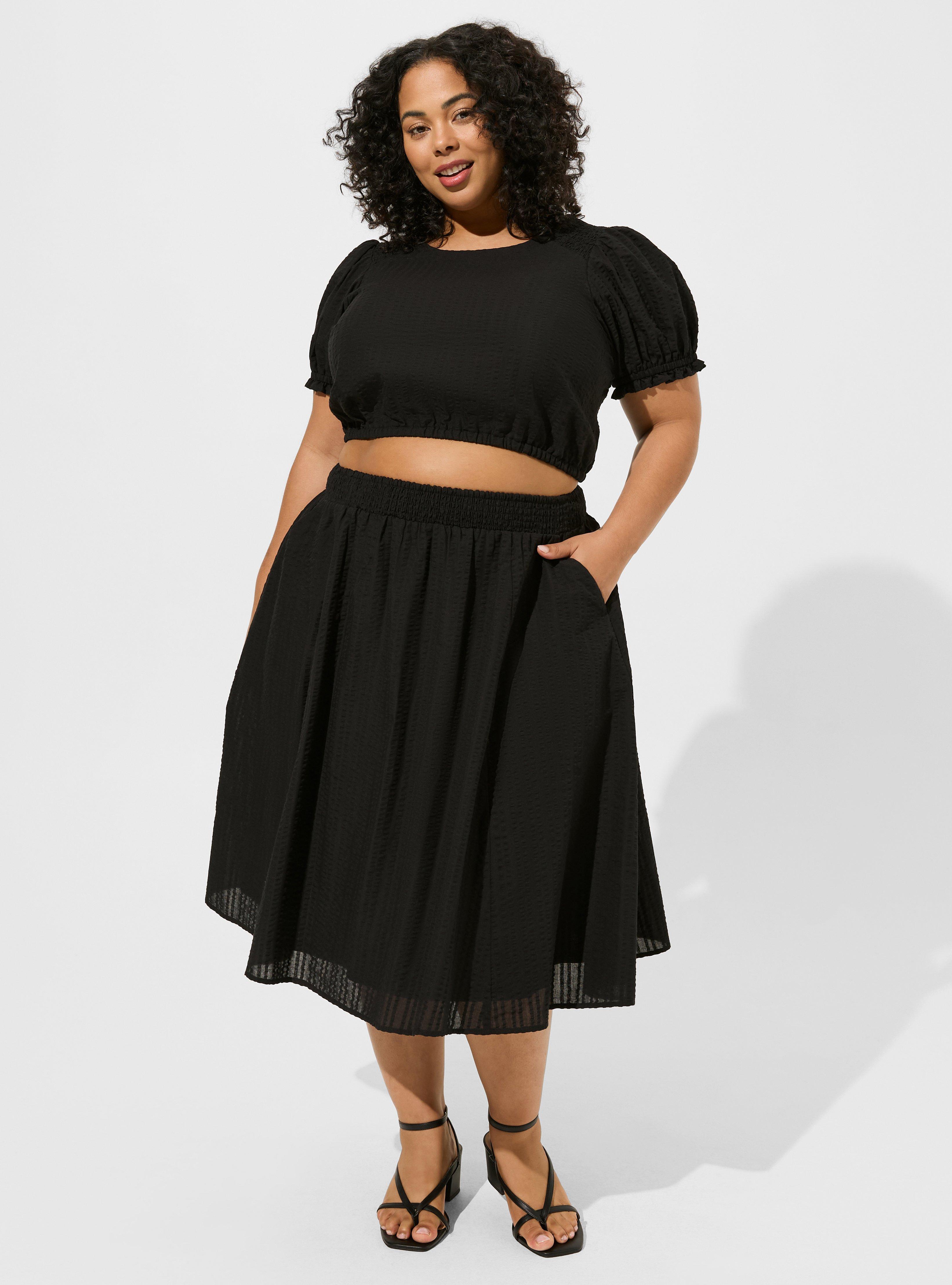 Plus Size Midi Seersucker Smocked Skirt Set Torrid