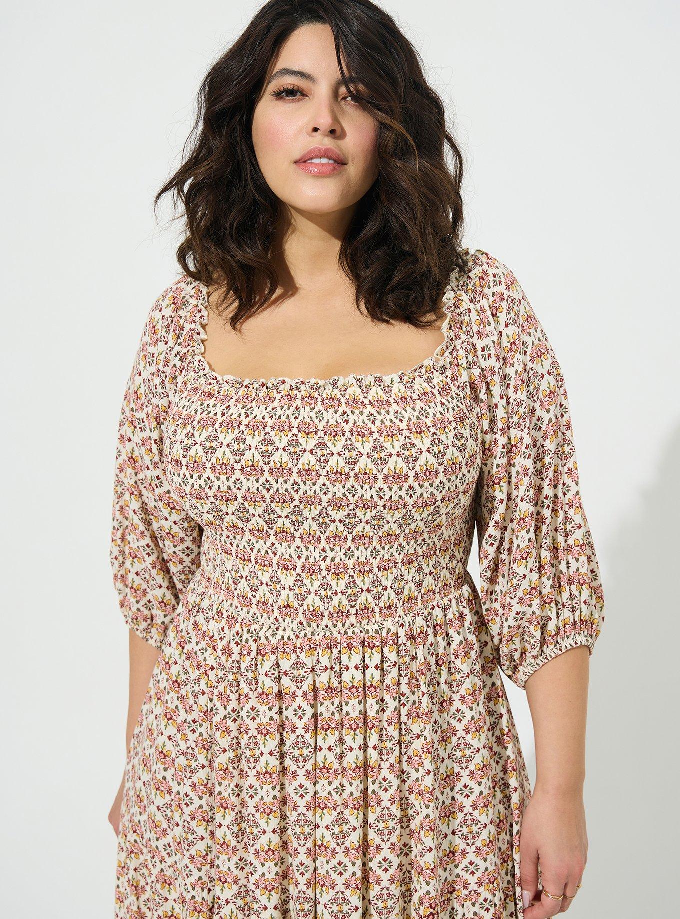 Plus Size Midi Gauze Off The Shoulder Tiered Dress Torrid