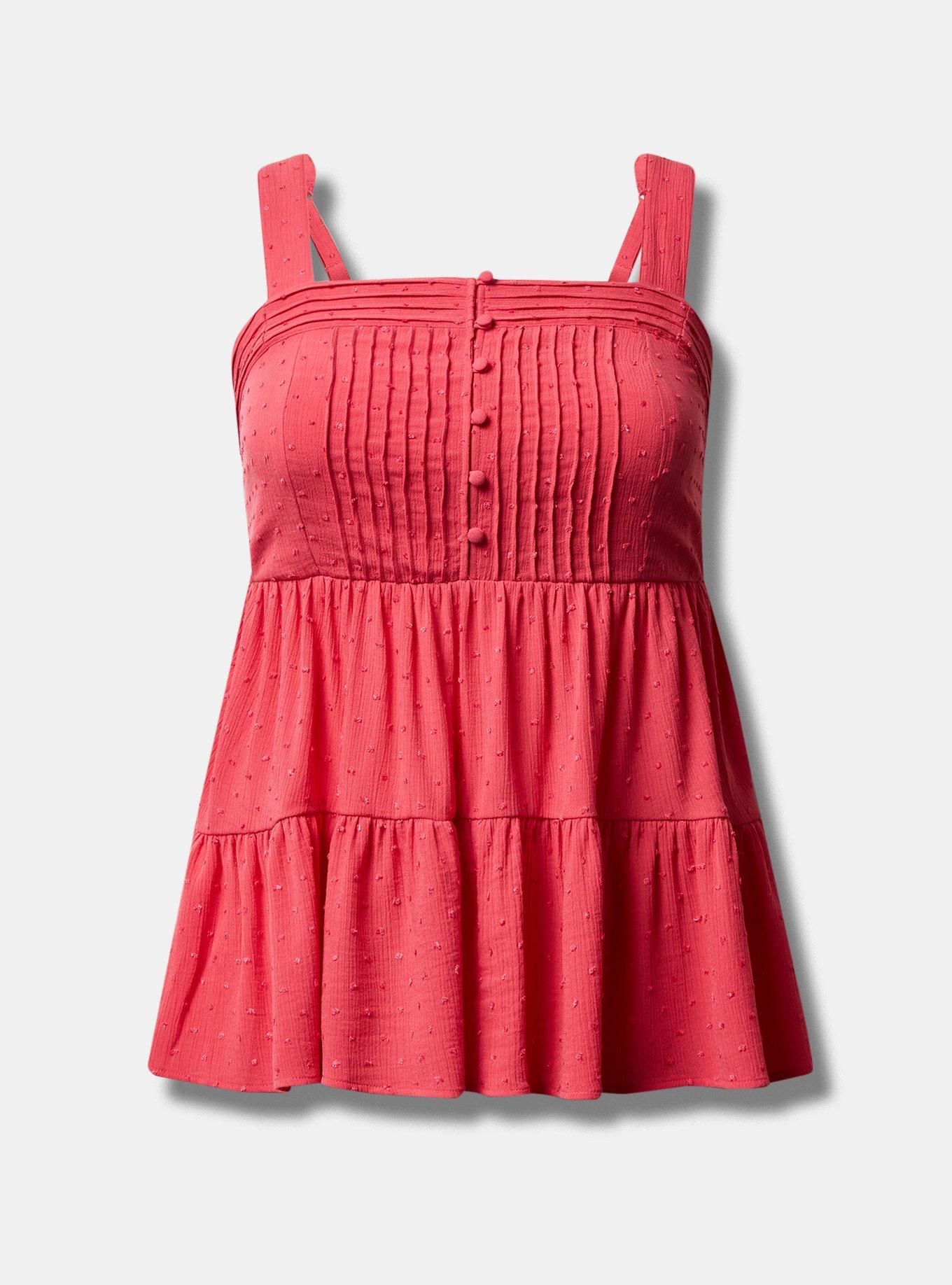 Plus Size Swiss Dot Washable Gauze Tiered Pin Tuck Tank Torrid