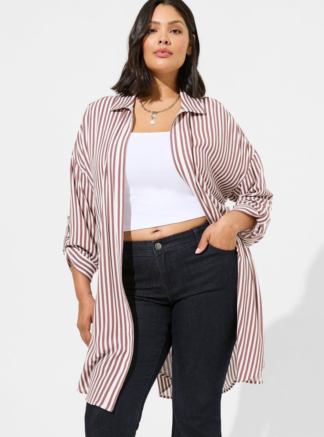 Plus Size Washable Gauze Open Front Shirt Kimono Torrid