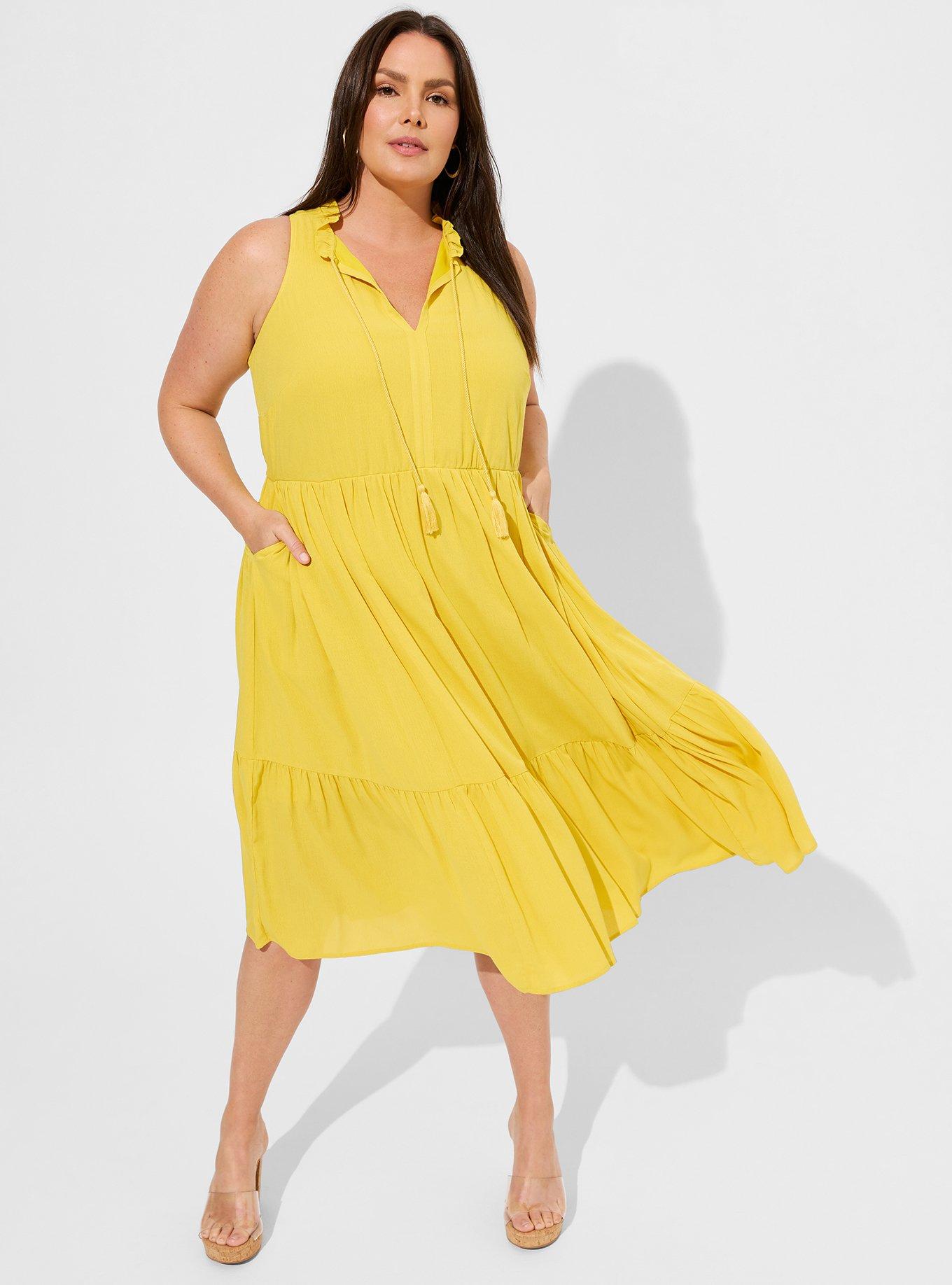 Plus Size Midi Wash Gauze Tiered Dress Torrid