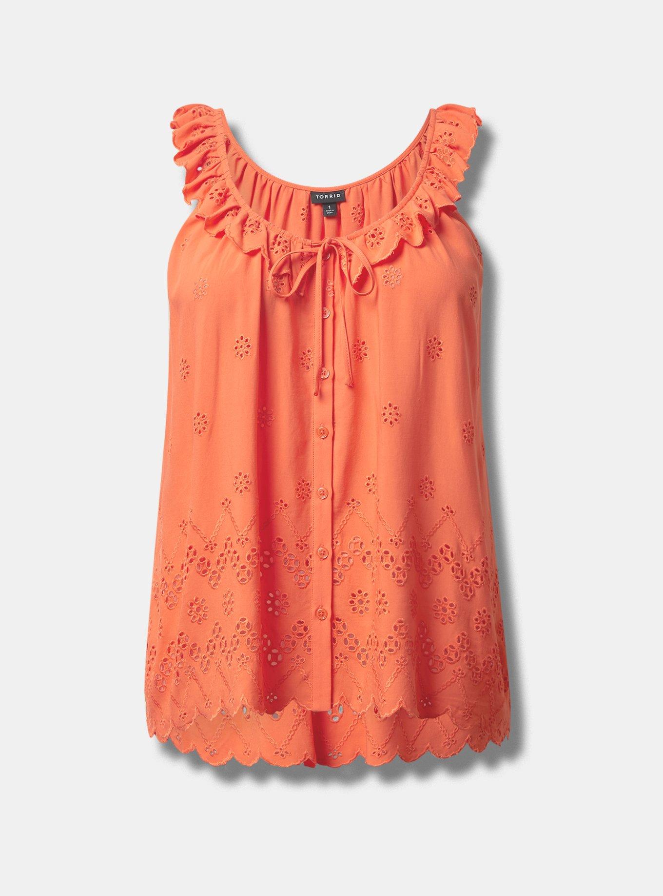 Plus Size Eyelet Ruffle Tie Front Tank Top Torrid