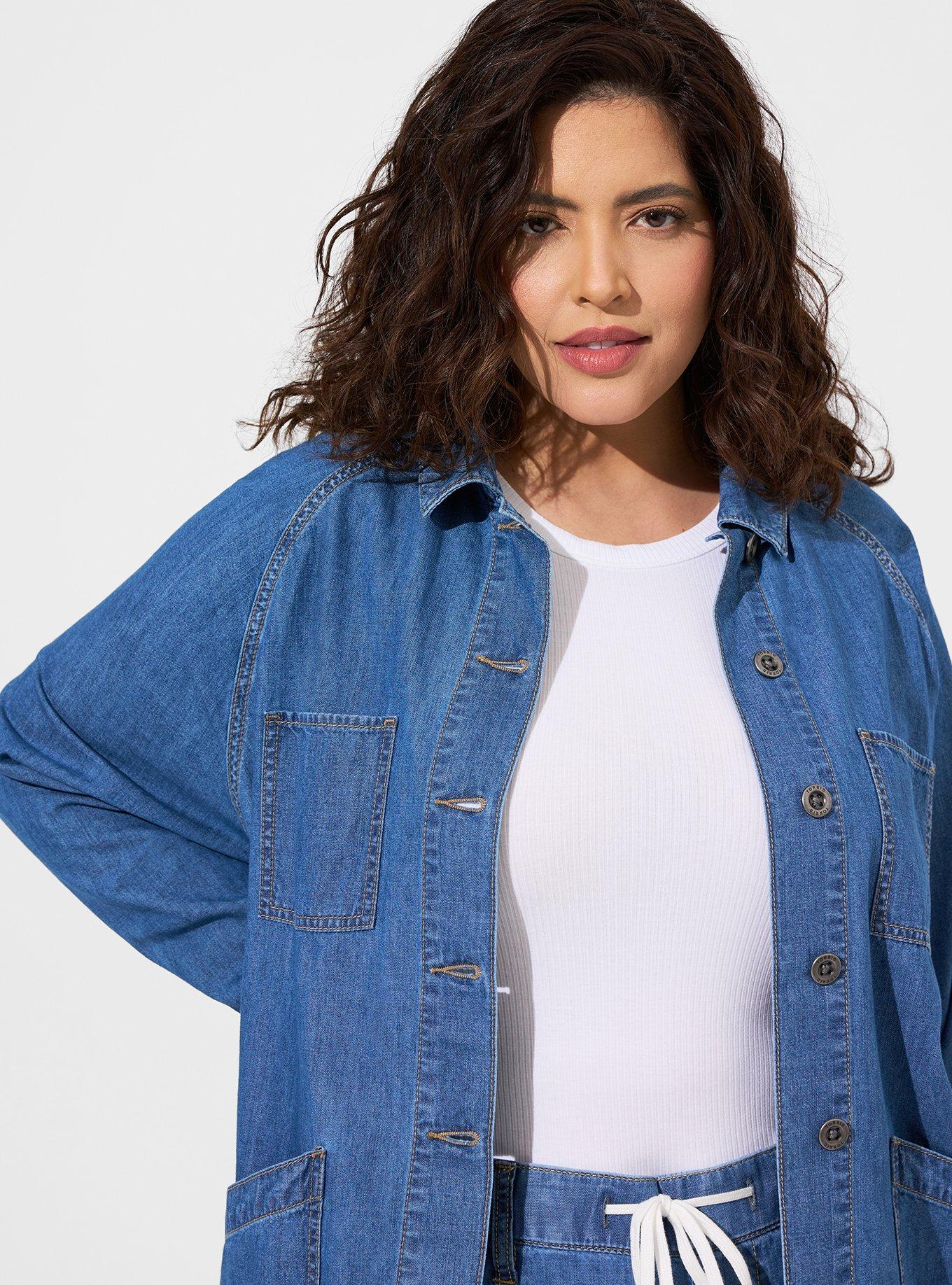 Plus Size Denim Raglan Chore Jacket Torrid