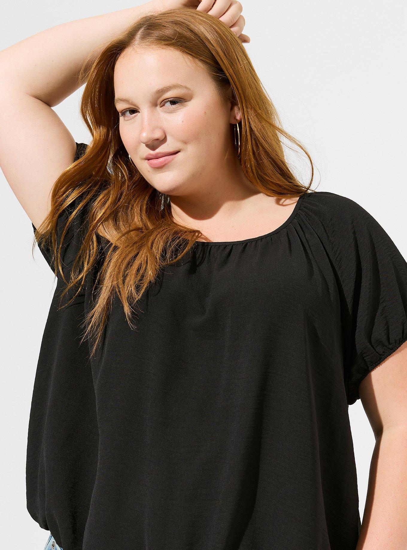 Plus Size Seersucker Surplice Back Short Sleeve Crop Top Torrid