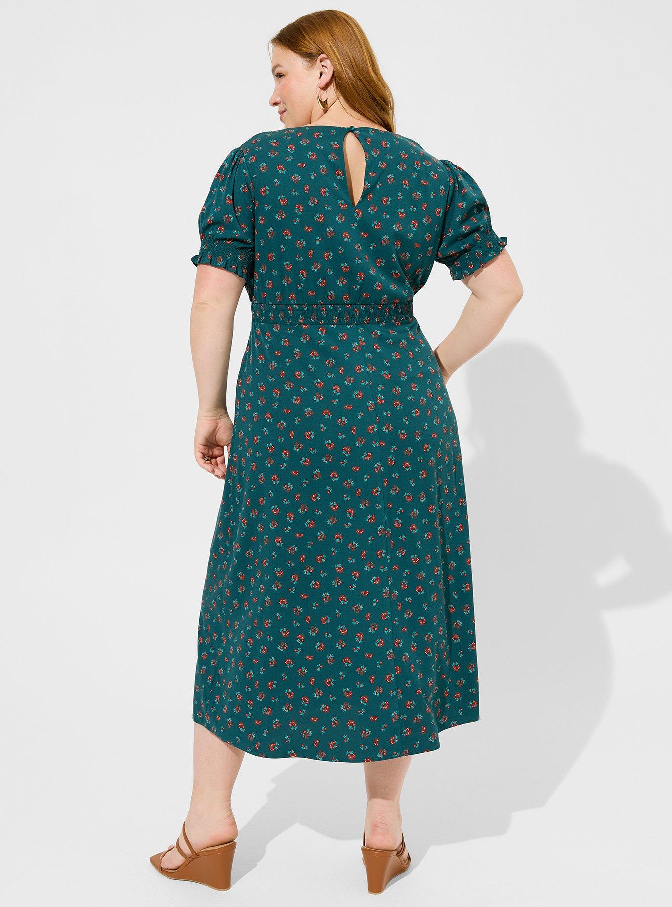 Plus Size Tea Length Stretch Challis Sweetheart Aline Dress Torrid