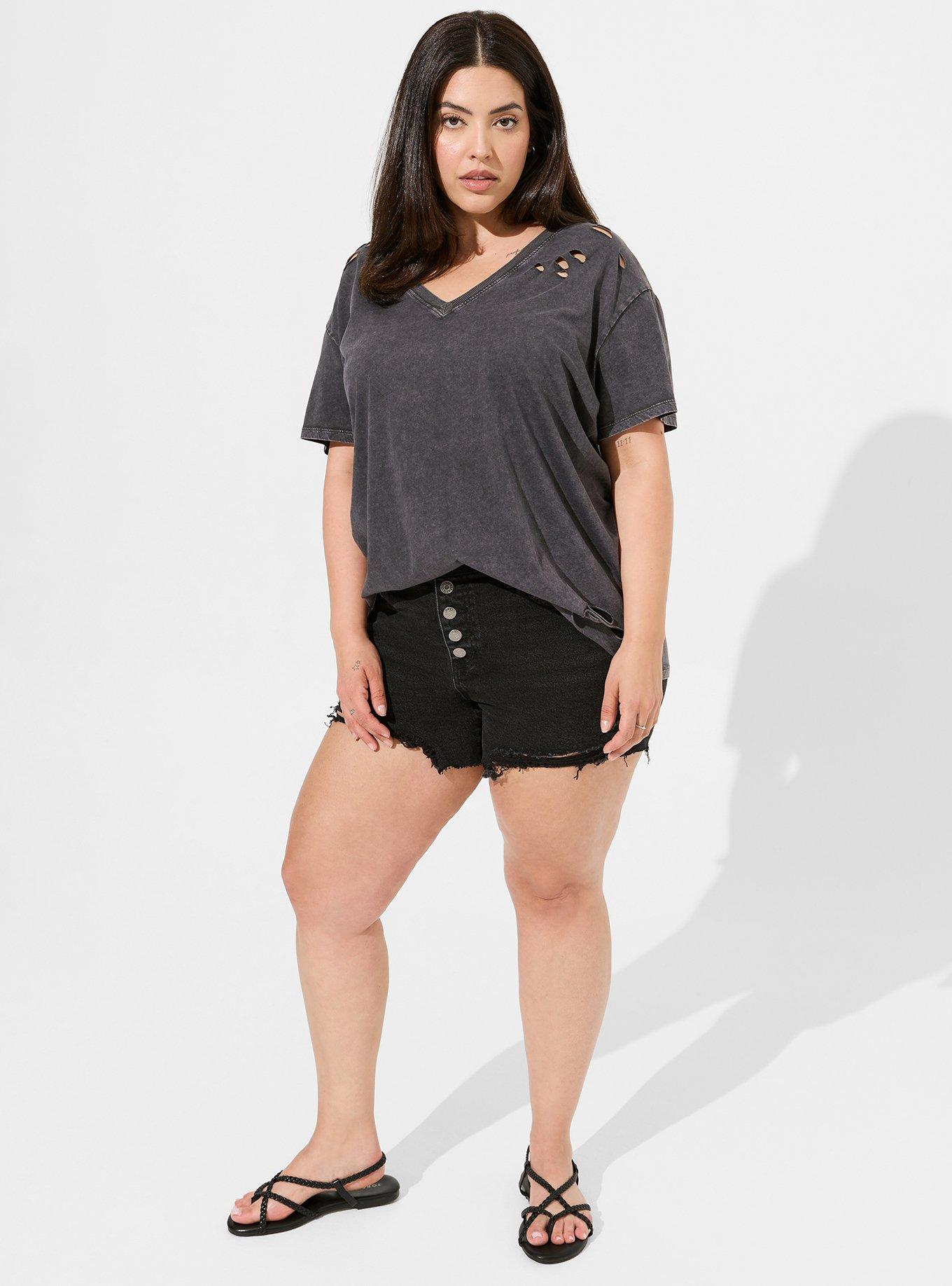 Plus Size Vintage Cotton Jersey VNeck Relaxed Distressed Tee Torrid