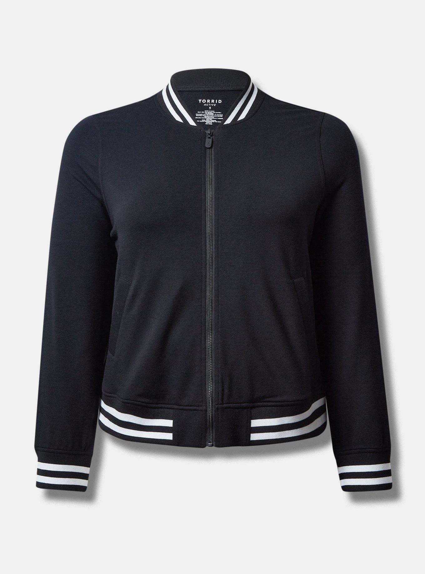 Plus Size French Terry Long Sleeve Active Bomber Jacket Torrid