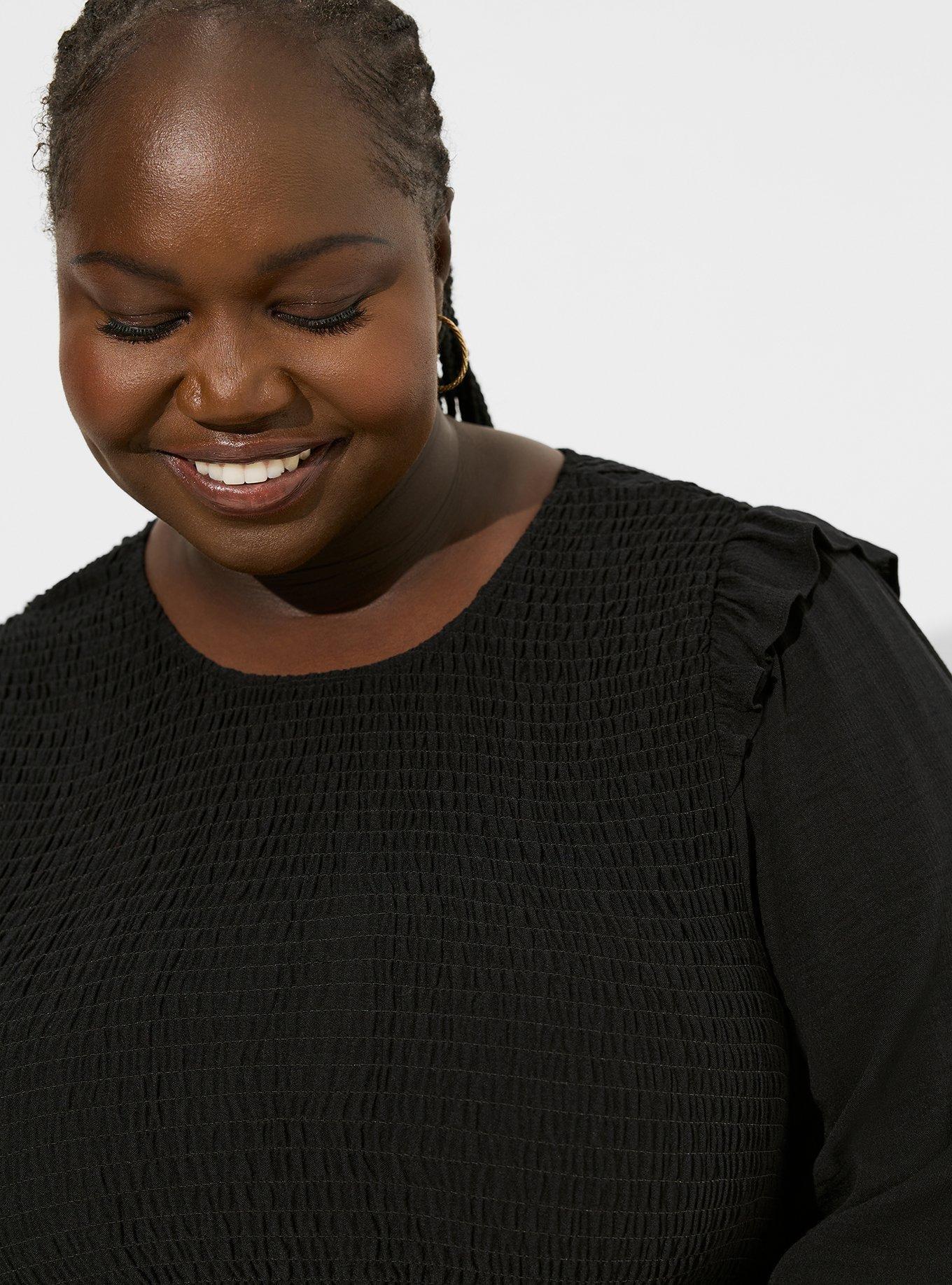 Plus Size Peplum Crinkle Gauze Smocked Top Torrid