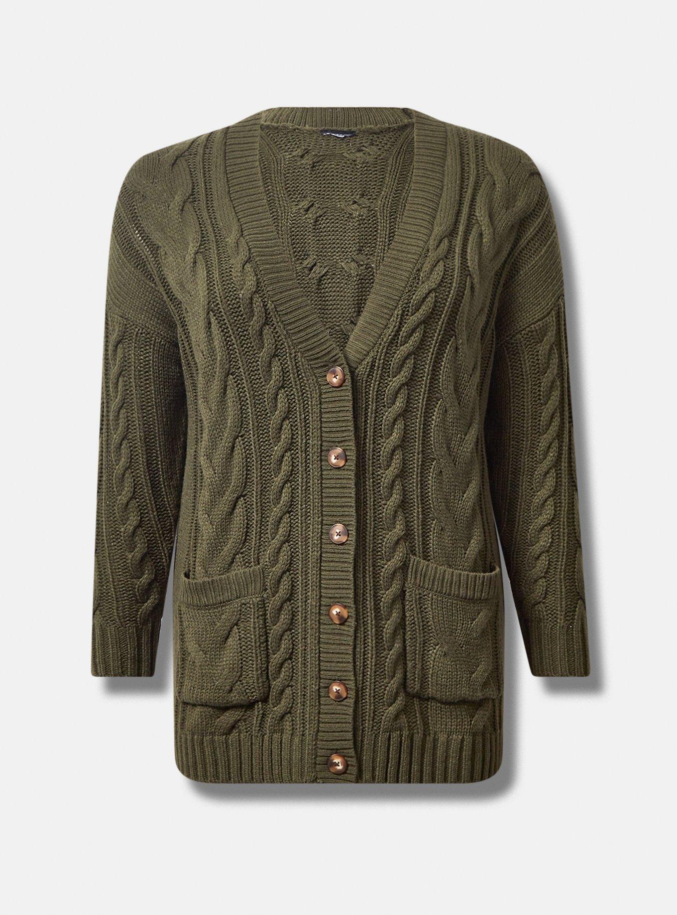 Plus Size Cable Boyfriend Cardigan VNeck Sweater Torrid