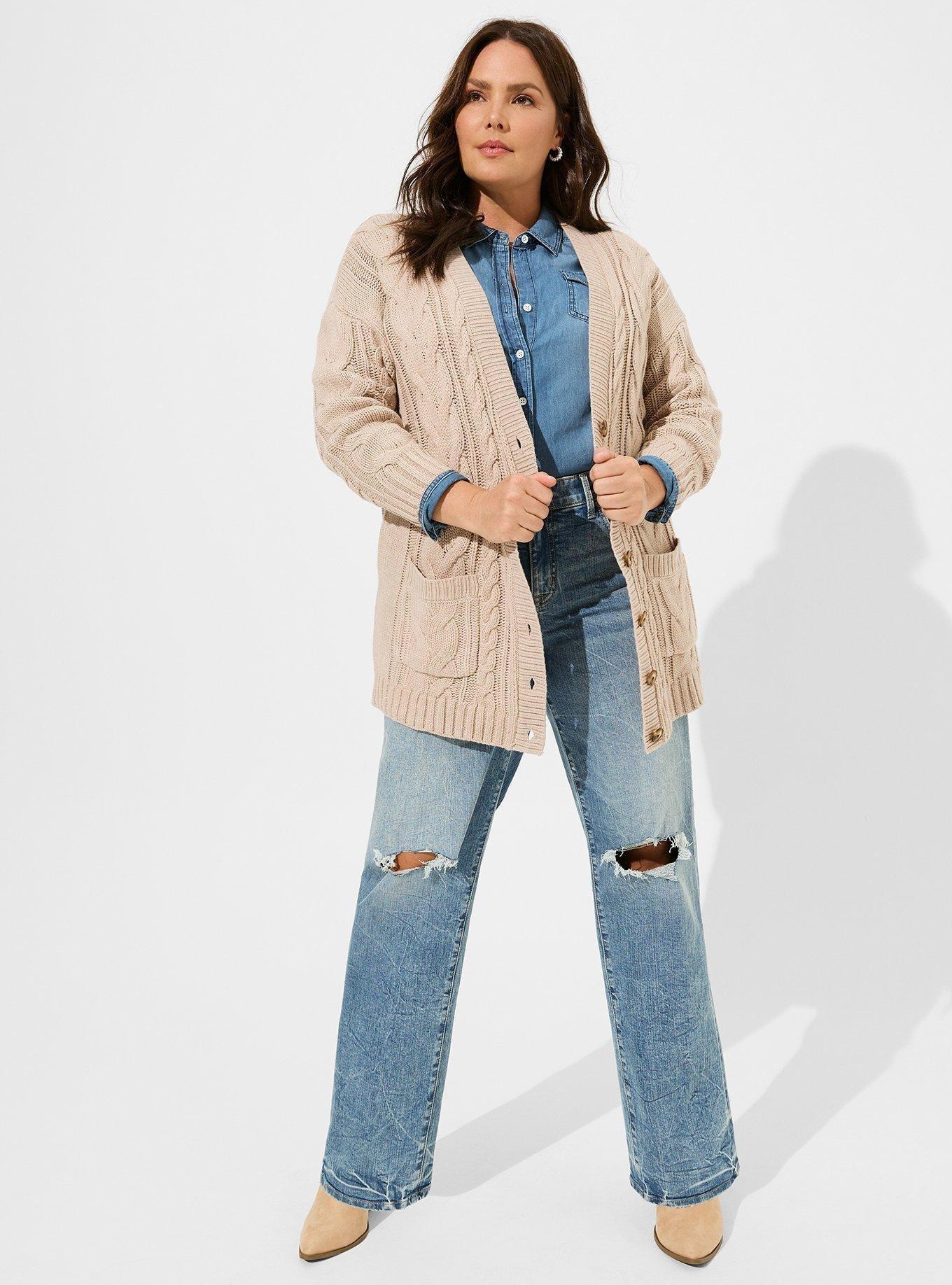 Plus Size Cable Boyfriend Cardigan VNeck Sweater Torrid
