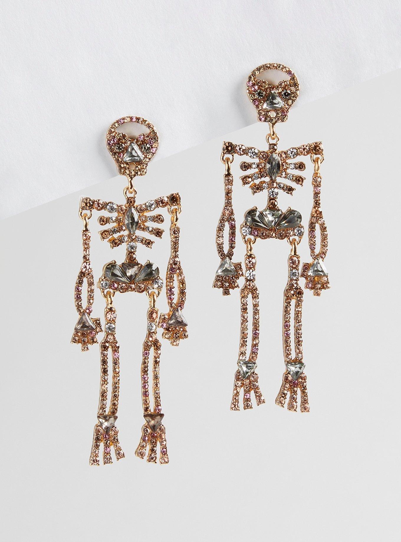 Plus Size Rhinestone Skeleton Earring Torrid