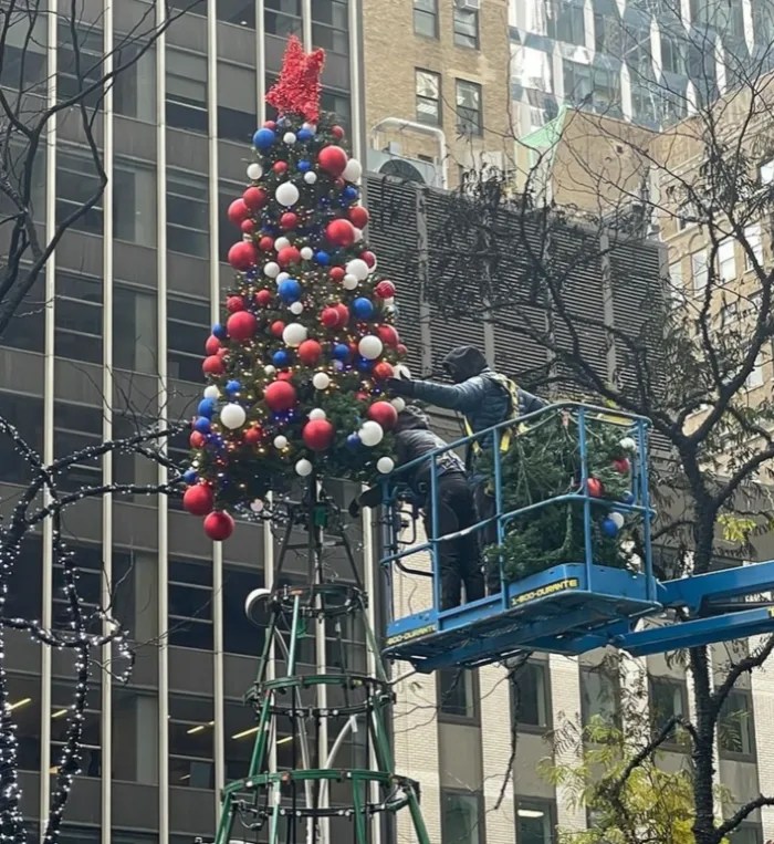 The 50 Foot Fox News Christmas Tree in New York Was Set on Fire