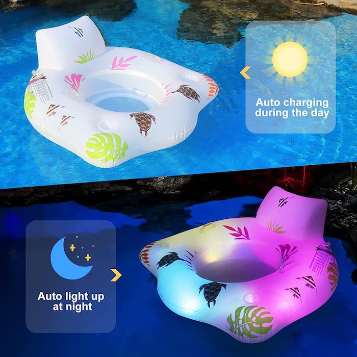 This Solar Power Pool Float Illuminates at Night So You Can Swim