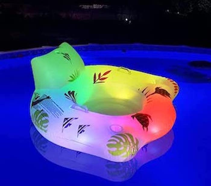 This Solar Power Pool Float Illuminates at Night So You Can Swim