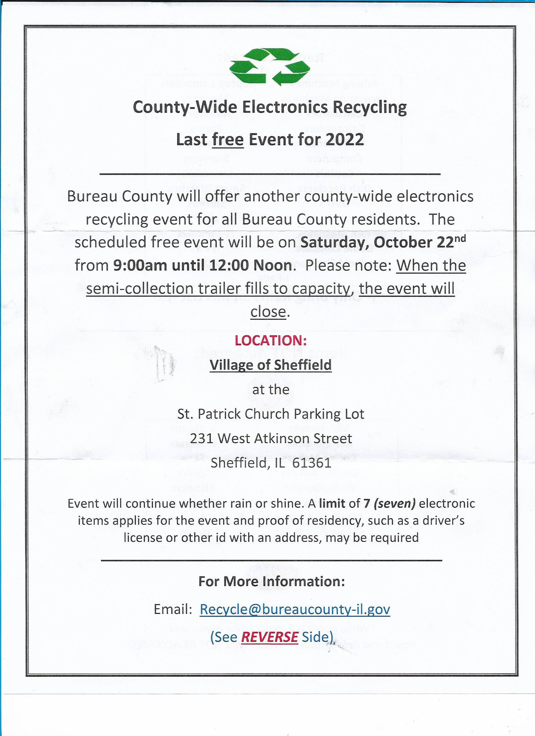 Electronics Recycling Village of Tiskilwa