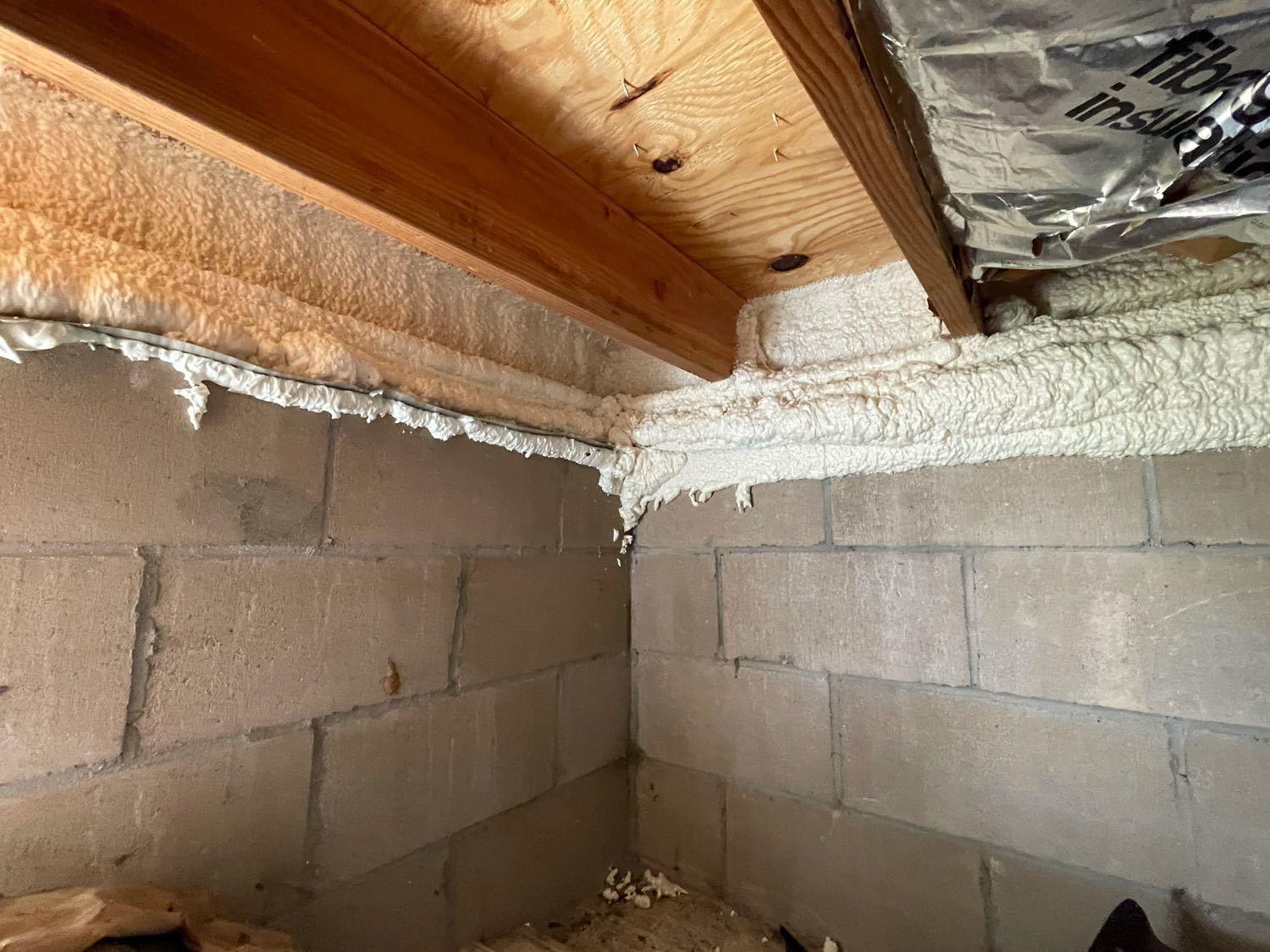 Triple H Insulation Before & After Photo Set Spray Foam Rim Joist Jericho, NY