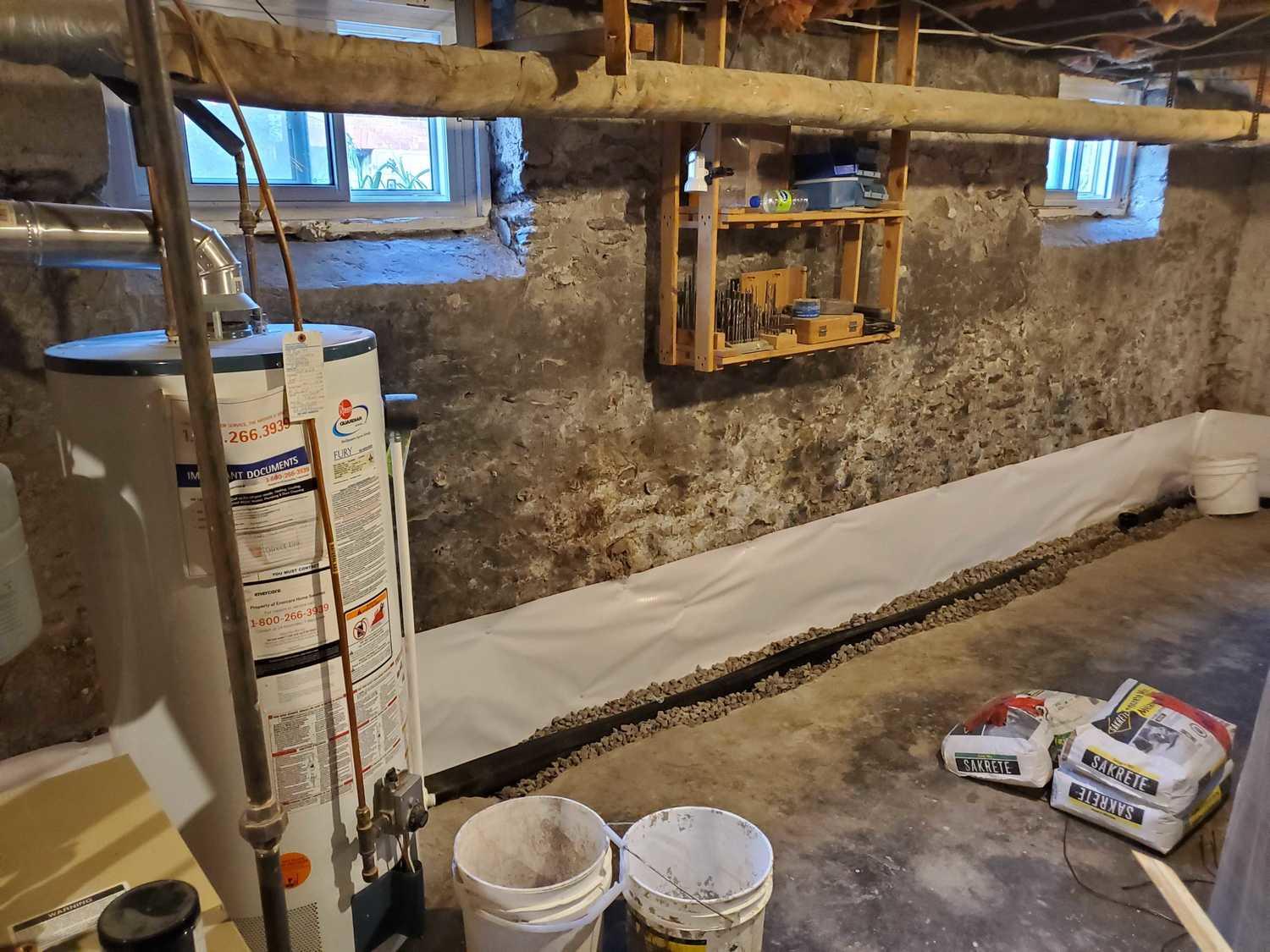 Basement Waterproofing Waterproofing Old stone foundation in