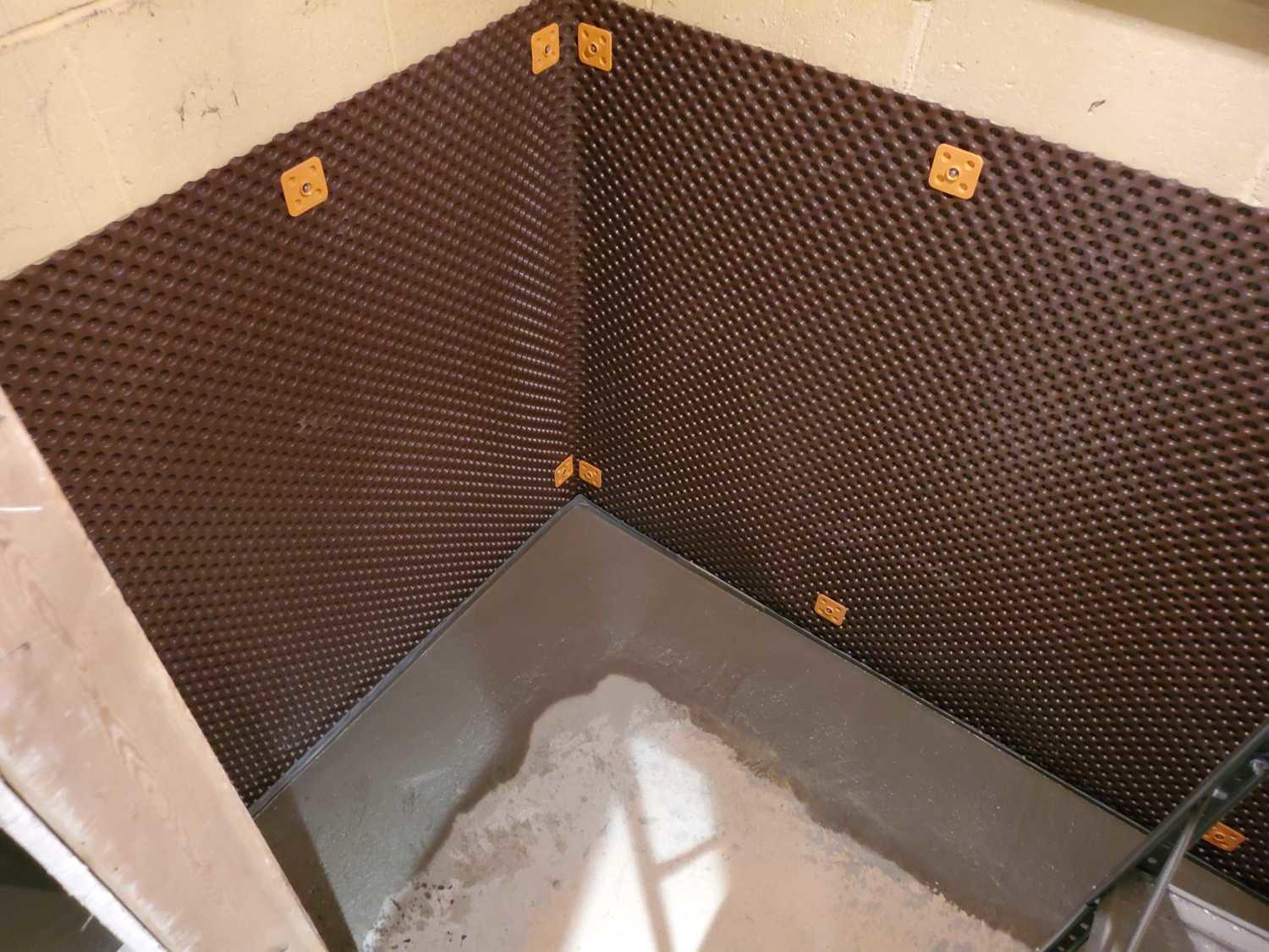 Basement Waterproofing Full perimeter waterproofing in Hamilton, ON Half wall membrane