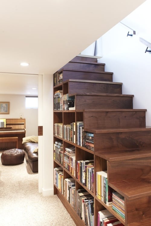 20 Ways to Turn Stairs into an Amazing Bookshelf Library