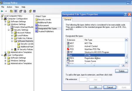 Using Windows software restriction policies to stop executable 