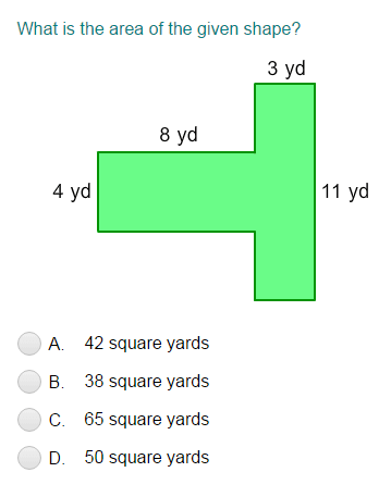 Area of Complex Figures (With All Right Angles) | Turtle Diary Quiz