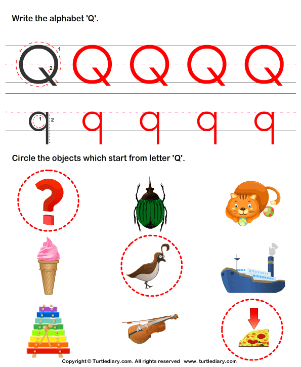 Identify Words That Start With Q Worksheet Turtle Diary