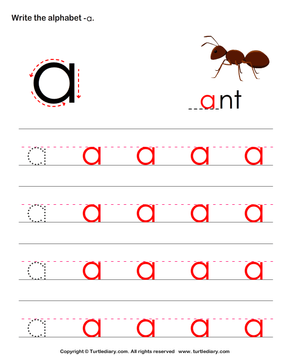 Lowercase Alphabet Writing Practice A Worksheet Turtle Diary