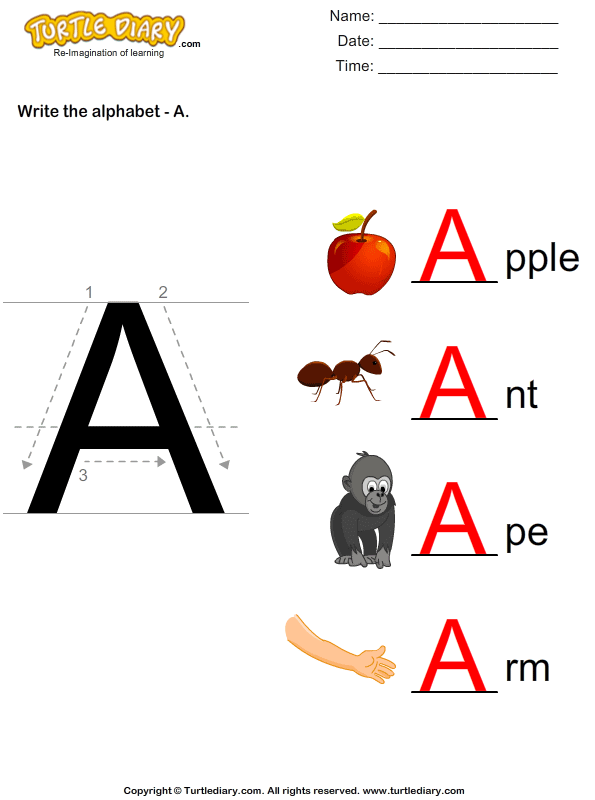 Alphabet Write in Upper Case (a z) Worksheet Turtle Diary