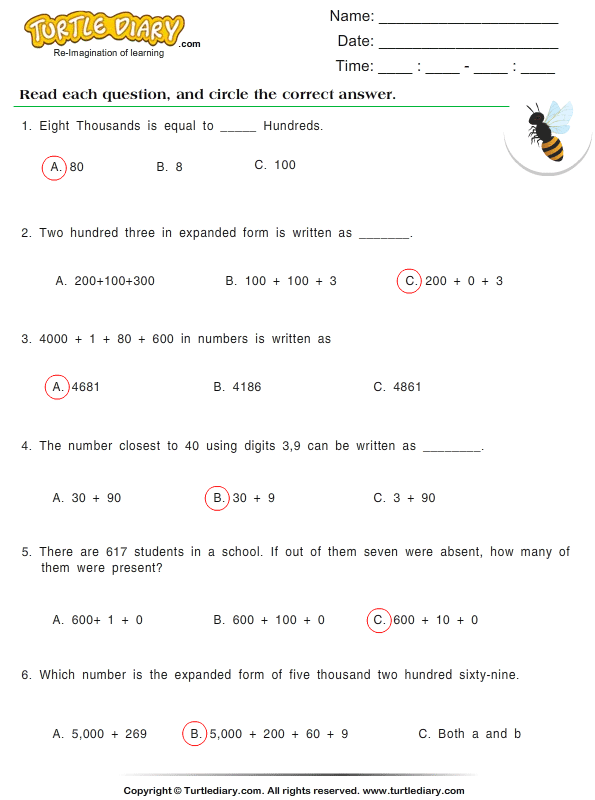 Number Forms Multiple choice questions