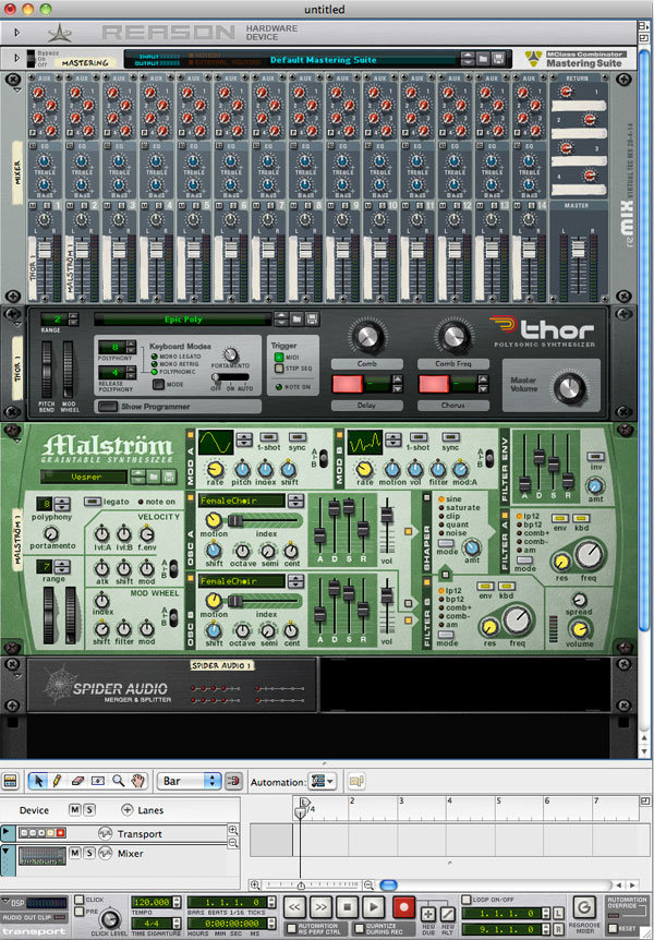 How to Use Propellerhead Reason 4′s Spider Audio Merger & Splitter