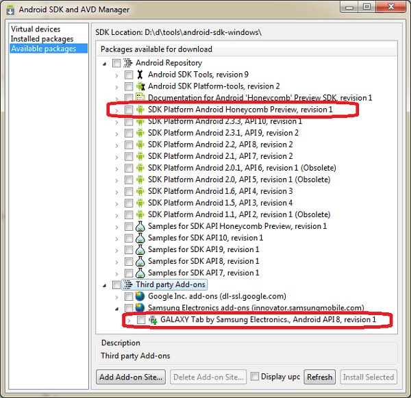 Android Tablet Virtual Device Configurations