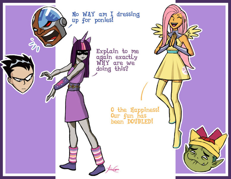 2278214 apple bloom, artistjaneesper, beast boy, clothes, cosplay