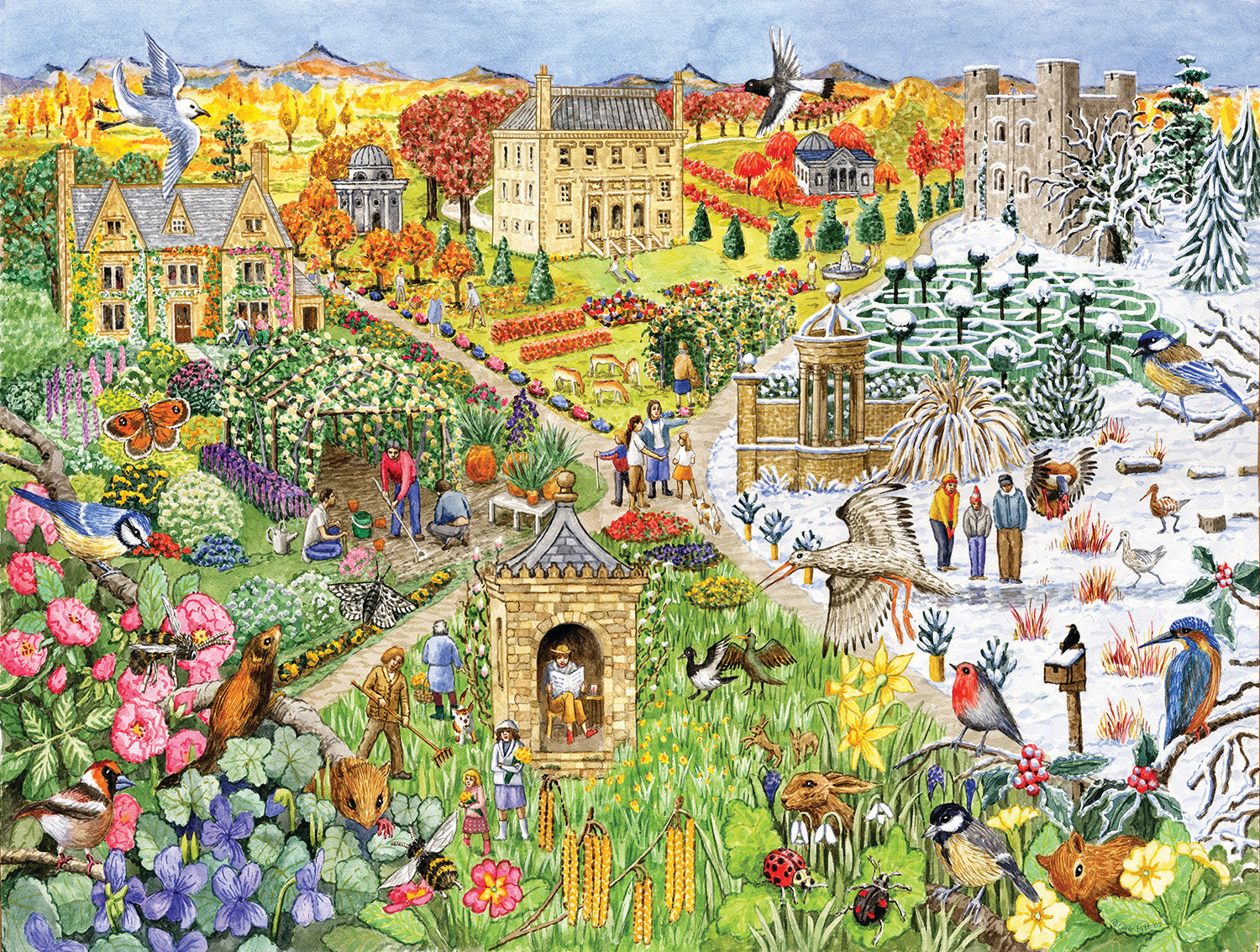 English Country Life through the seasons, 500 Pieces, SunsOut Puzzle