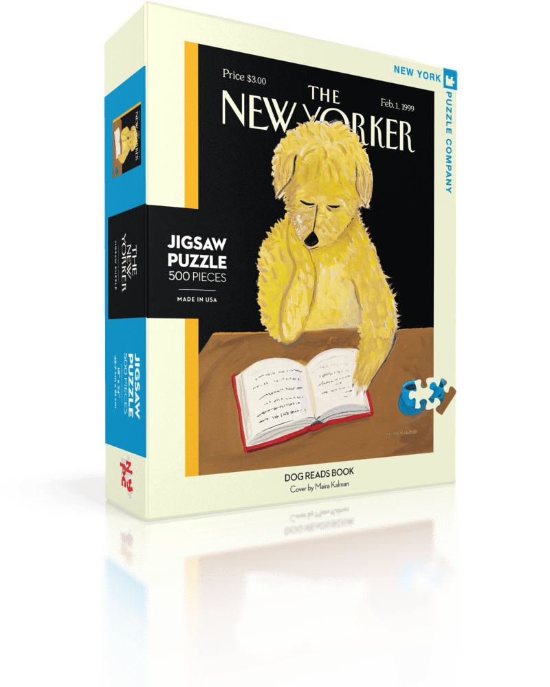 Dog Reads Book (The New Yorker), 500 Pieces, New York Puzzle Co