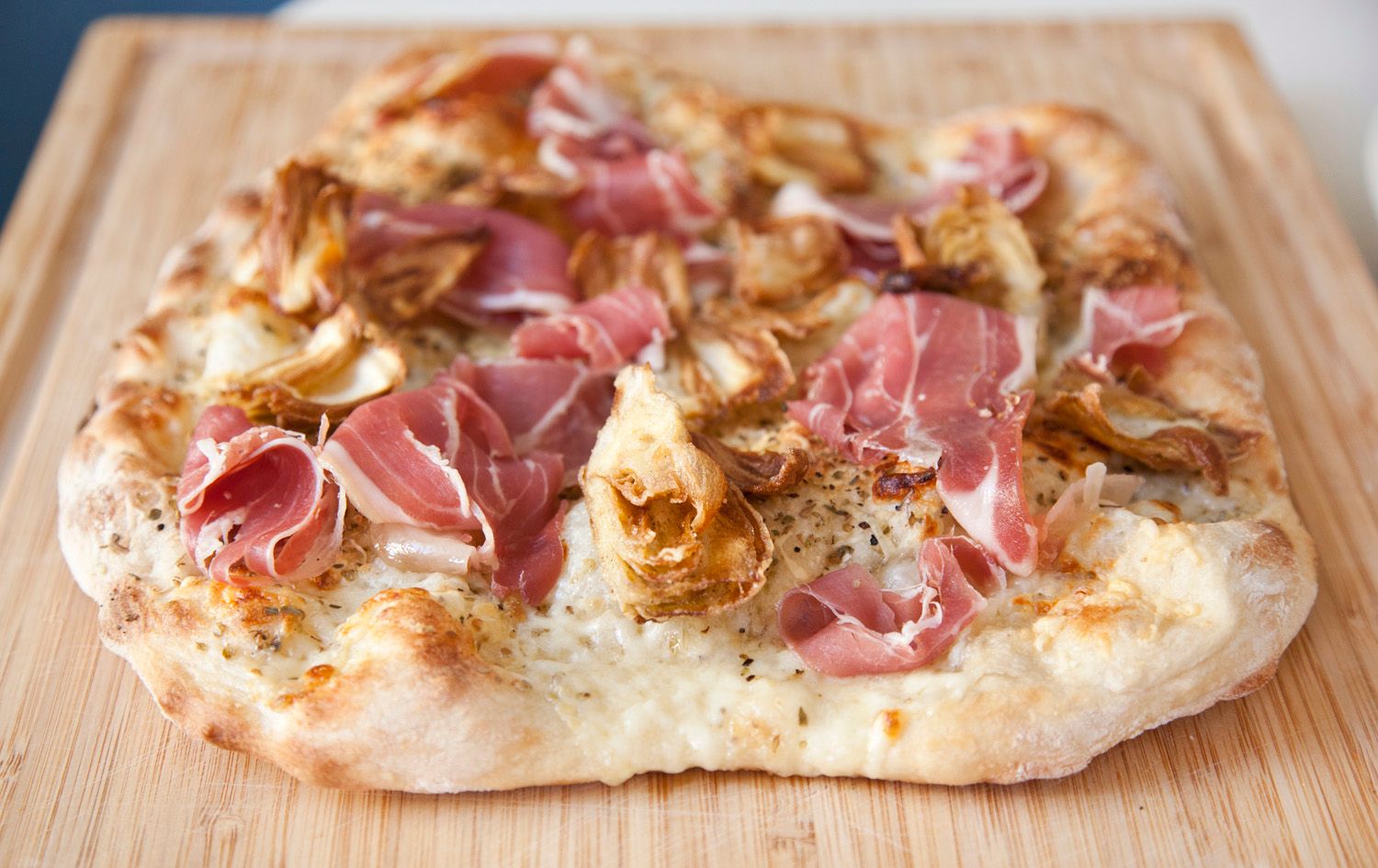 White Pizza with Prosciutto & Fried Artichokes