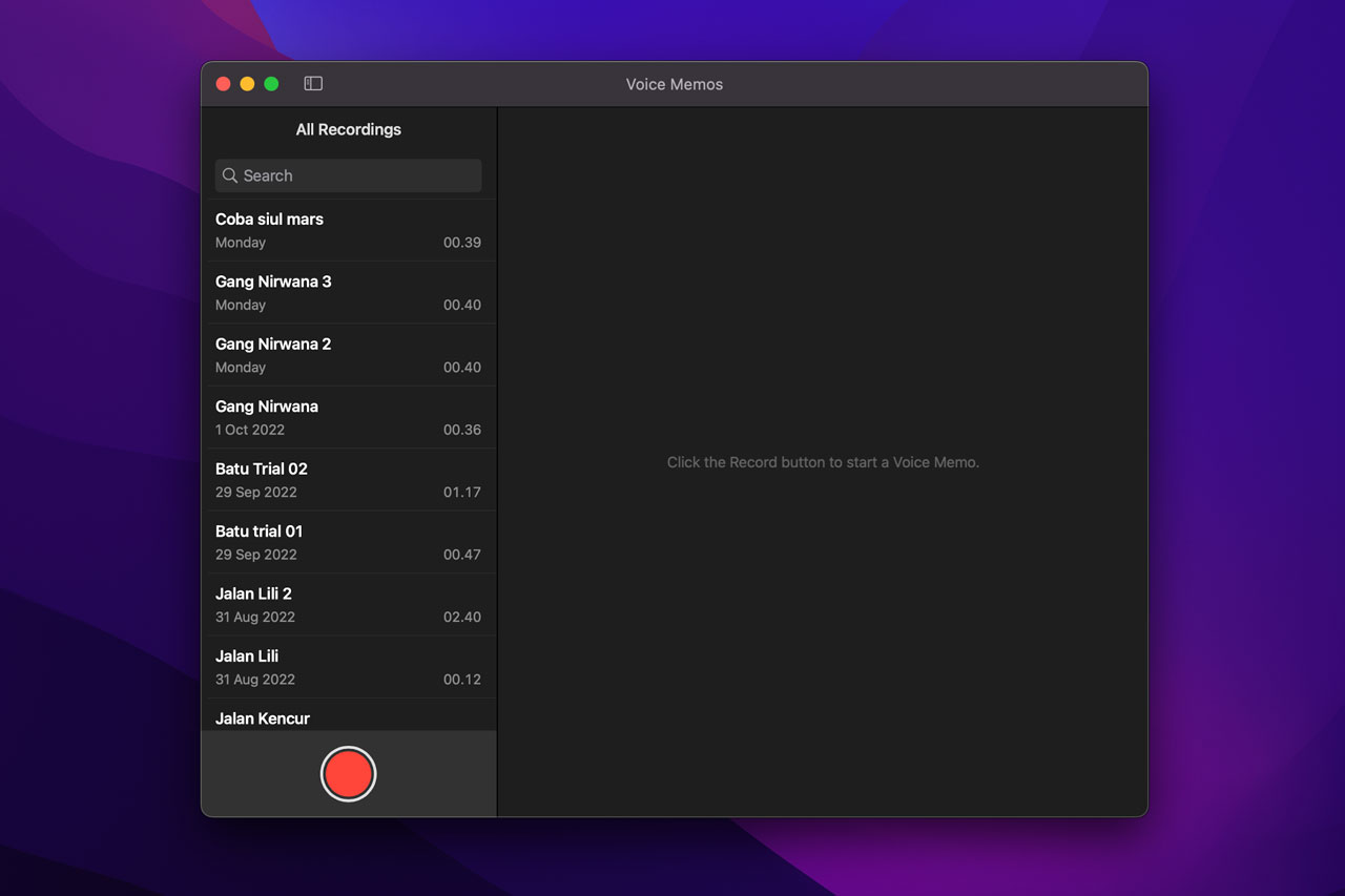 aplikasi voice memo macos