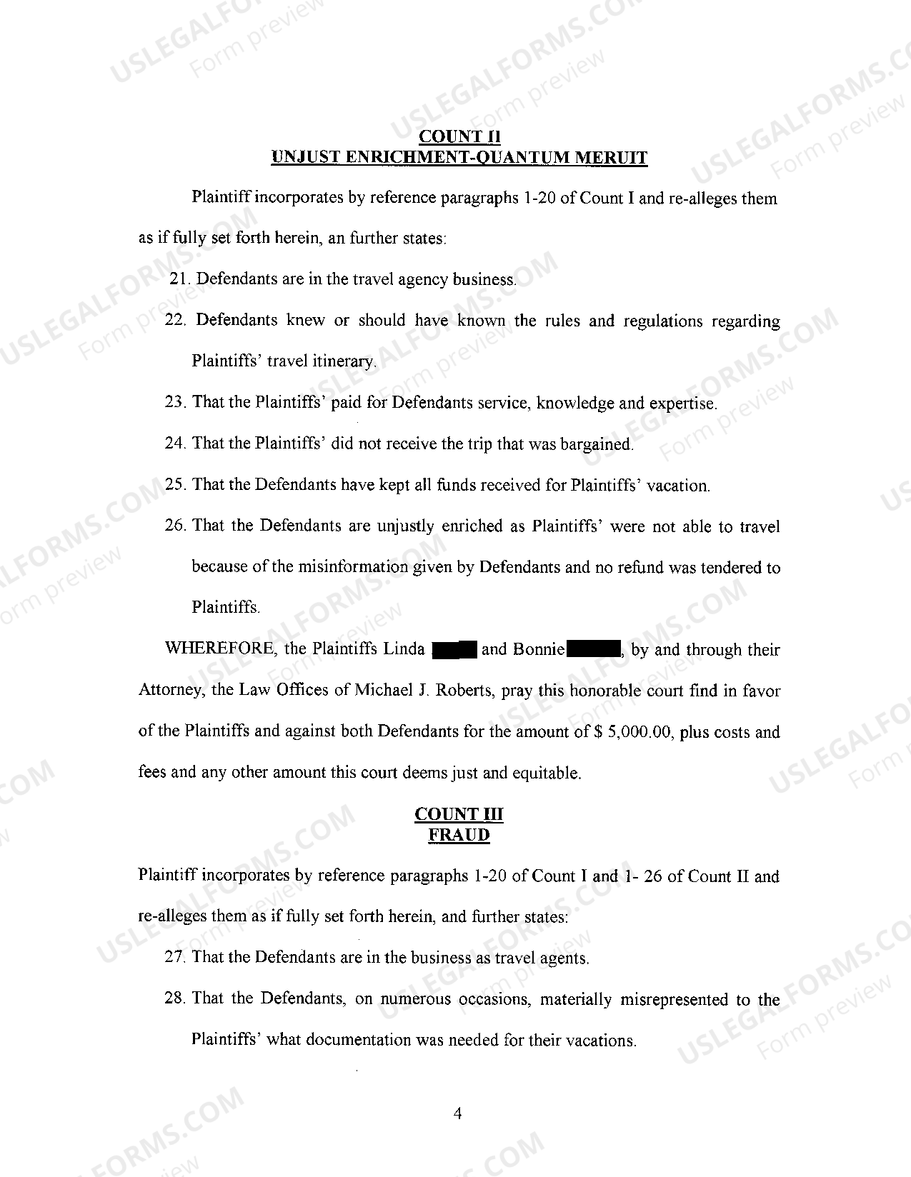 Illinois Verified Complaint alleging Quantum Meruit and Unjust