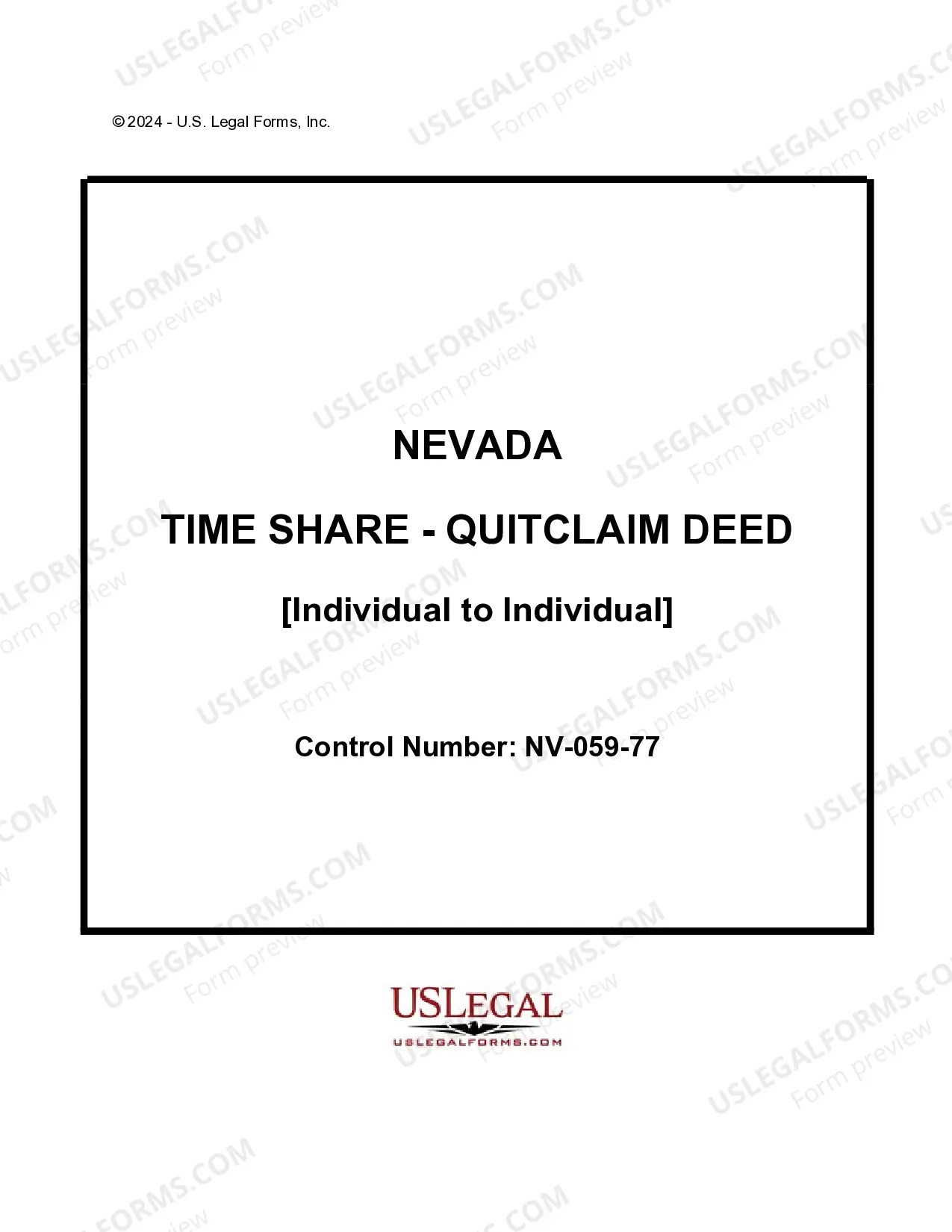 Nevada Quitclaim Deed for Timeshare Property from Individuals to