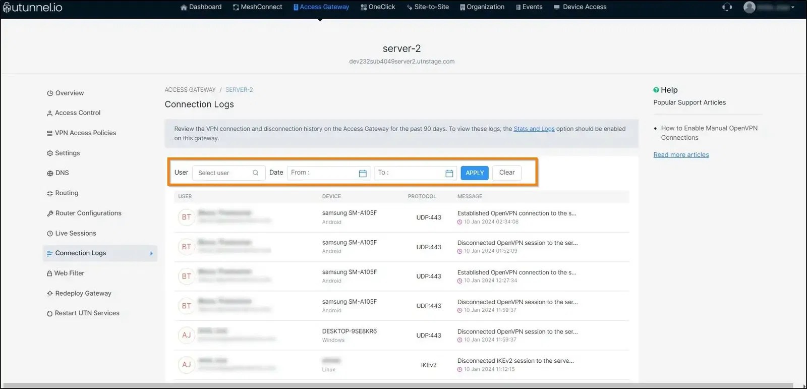 How to View VPN Connection Logs