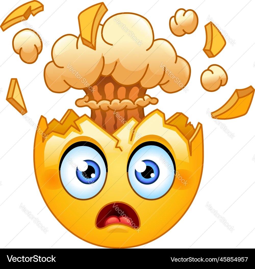 Exploding head emoticon Royalty Free Vector Image